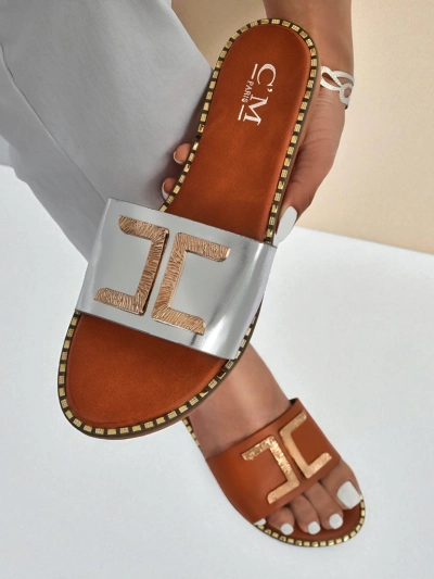 Royalfashion Women's eco-leather slides with decoration Gildra