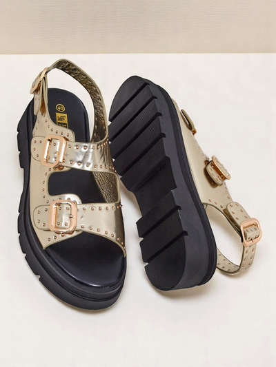 Royalfashion Naiste sandaalid paksu tallaga kivikestega Rocky Chic