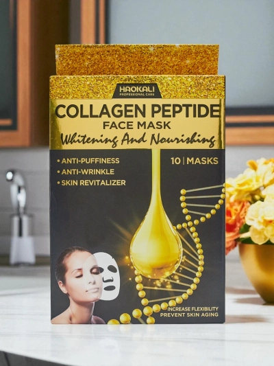 Aurora Collagenus Peptide Mask – Осветляющая Маска Для Лица Haokali 10 шт.