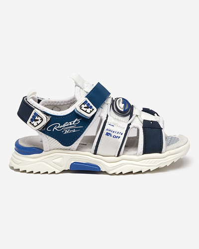 Valged ja tumesinised poiste sandaalid Velcro Roser-Footwear'iga