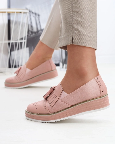 Розовые женские полусапожки на низком каблуке Veolita- Footwear