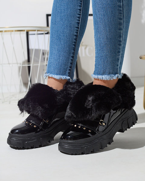 Black women's lace-up snow boots Fentes- Footwear