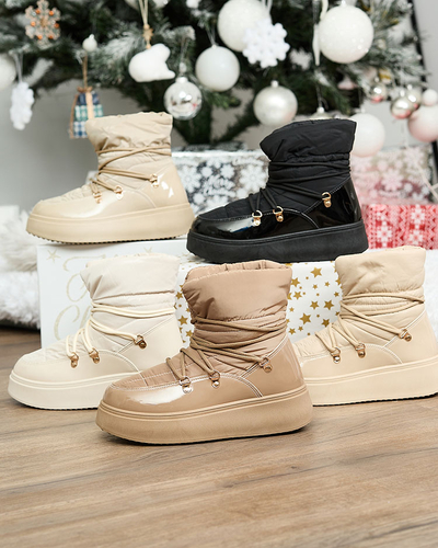 Royalfashion Women's slip-on snow boots in light brown color Dabenda