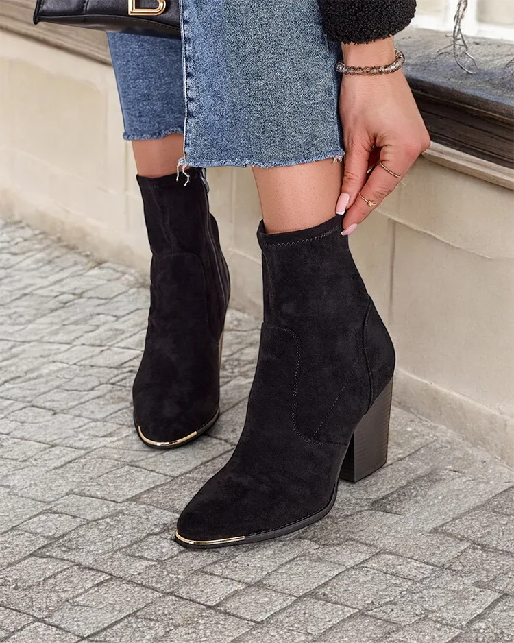 Royalfashion Eko-suede wimmins boots on a stiletto heel Gris