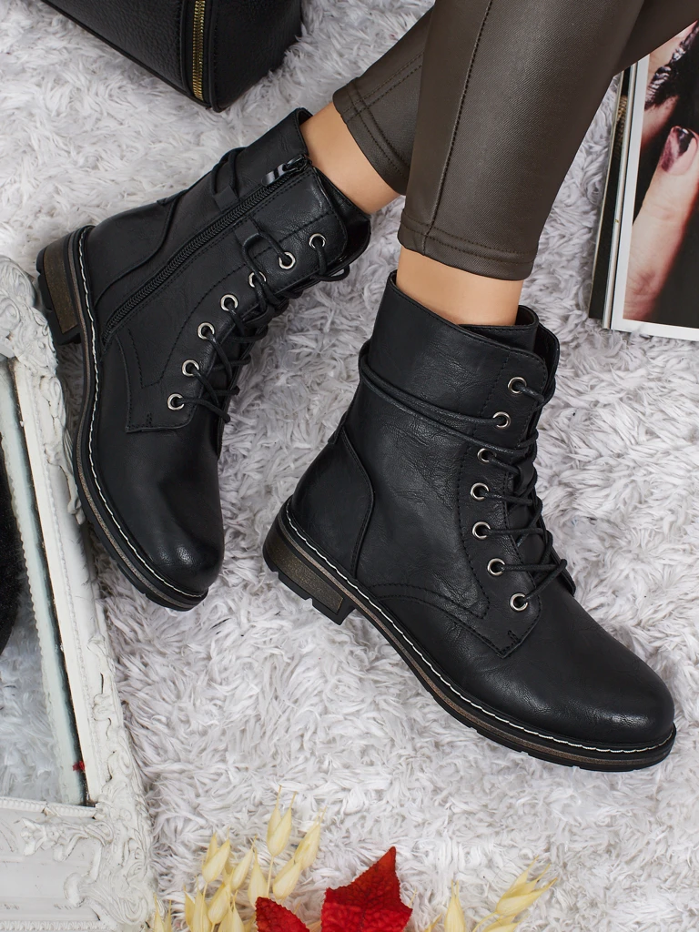 Eco-leather laced women's ankle boots Ravonna