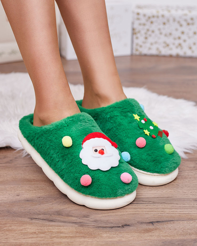 Royalfashion Christmas women's slippers in green Fertemse