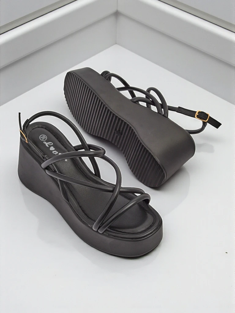 Royalfashion Women's Wedge Sandals Skyline Straps