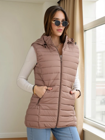 Royalfashion Women's sleeveless jacket with removable hood