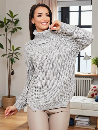 Royalfashion Light gray women's turtleneck sweater