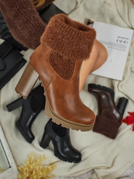 Tirave naiste öko-nahast plokk-kontsaga kudumiga poolsaapad