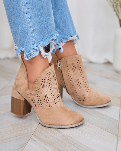 Royalfashion Openwork post boots in light brown Revivela