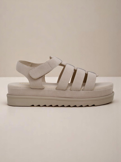 Сандалии Royalfashion - Caligae Бежевые Замшевые на Платформе - Идеальные на Лето и Весну