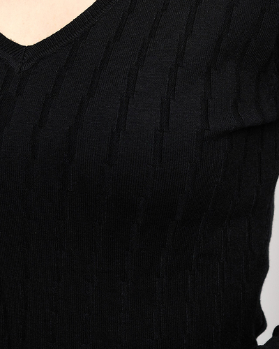 Black V-neck women's sweater - Clothing