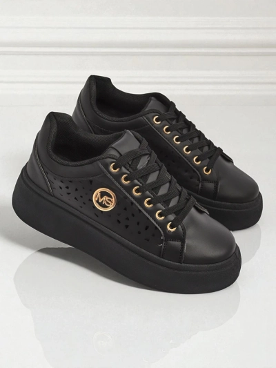 Aurelia Nero - Black Royalfashion platform made of eco-leather, model LH201-8