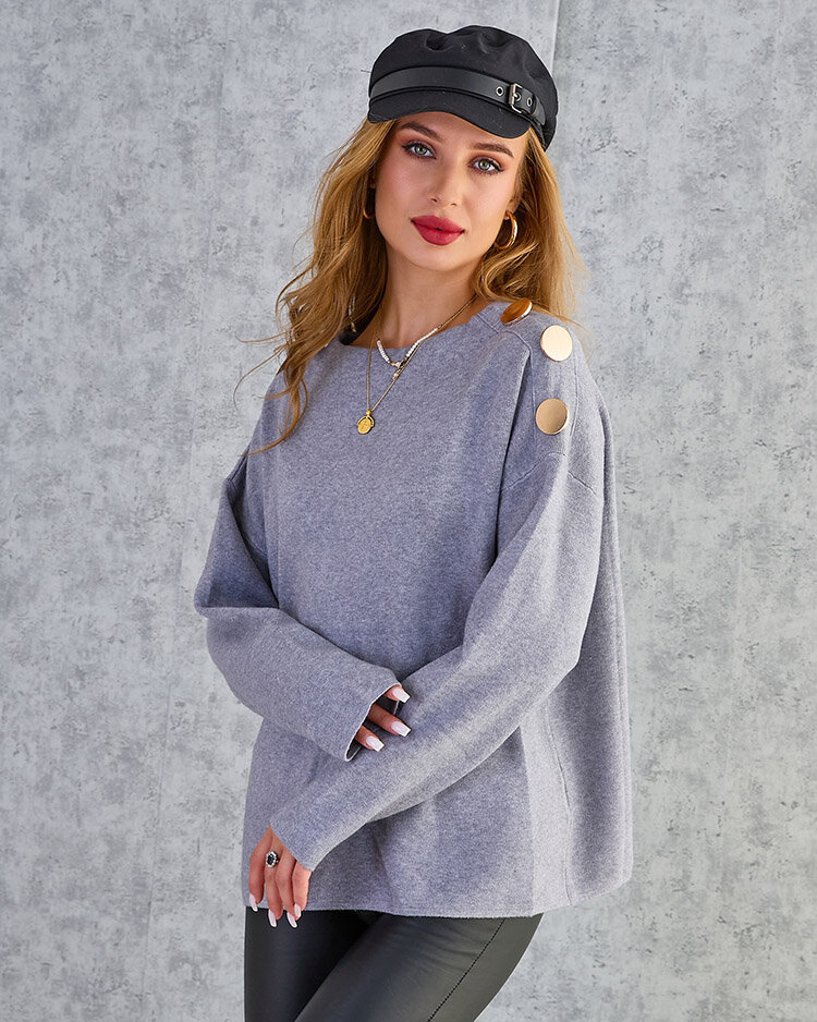 Royalfashion Thin women's sweater with shoulder decorations