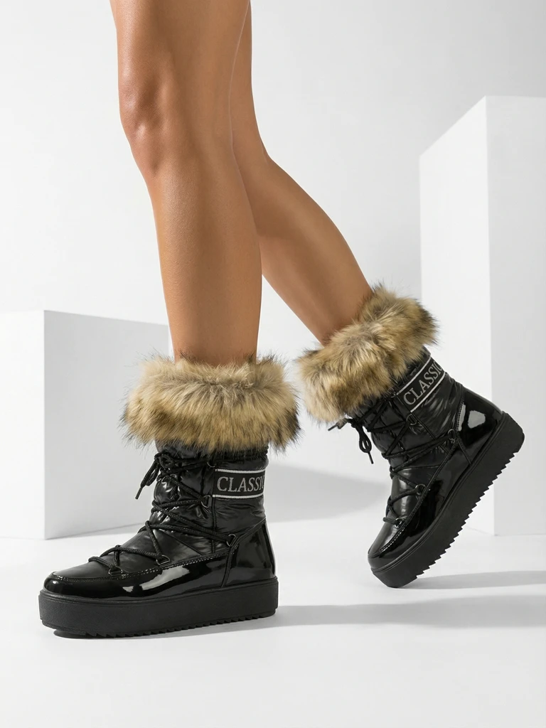 Royalfashion Черные ботинки-слипы a'la snow boots for women Gomllo