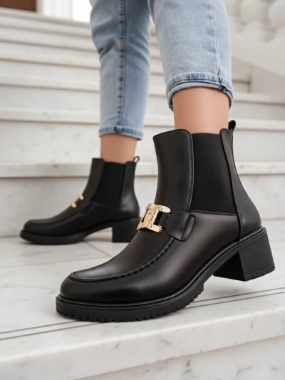 Royalfashion Folk kvinnars ankellstövlar på en låg klack Ewios