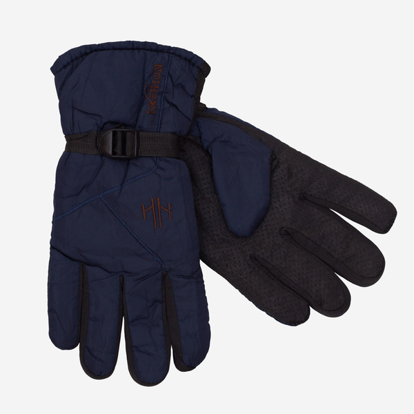 Navy blue insulated men's gloves with wrist adjustment - Accessories