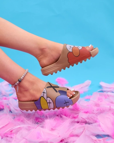 Royalfashion Золотисто-коричневые женские шлепанцы Elmino