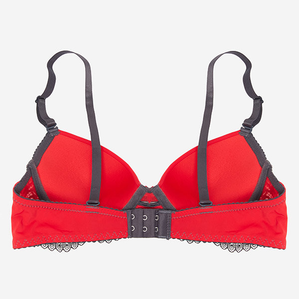 Women's red bra with lace - Underwear