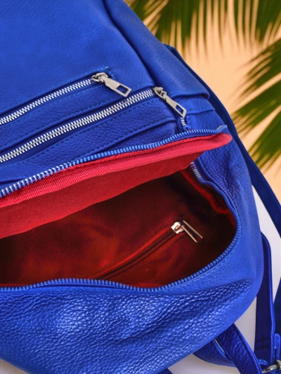 Plecak damski Callisto Royal Blue — duży, modny z ekoskóry z zamkiem