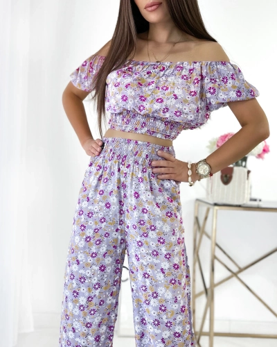 Royalfashion Purple two-piece women's floral set
