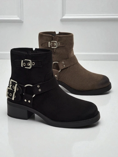 Valtos Women's Eco-Suede Ankle Boots with Buckles