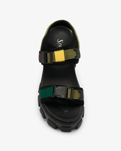 Royalfashion Green and black women's sandals on a solid sole Rodeksi