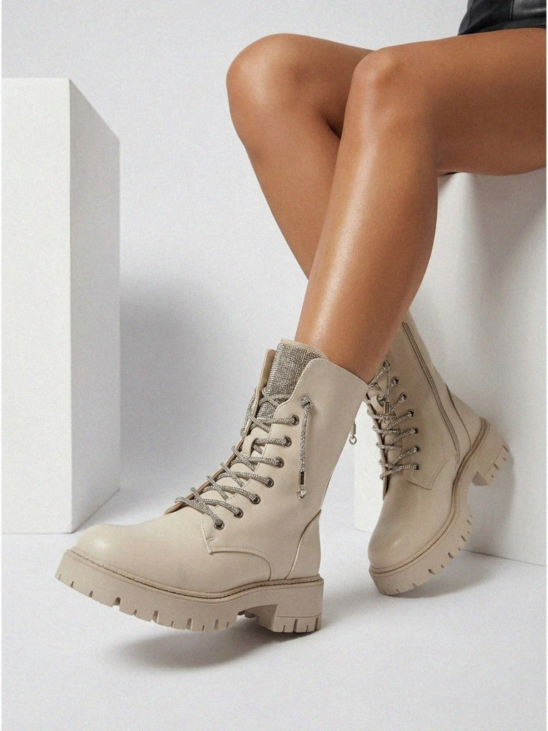 Eco-leather laced women's ankle boots Farly