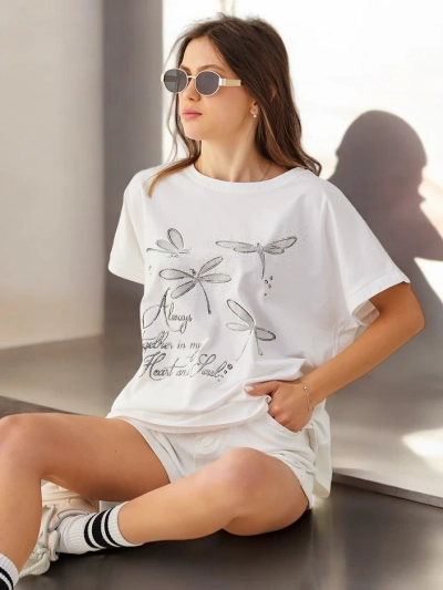 Royalfashion Naiste puuvillane t-särk printimisega