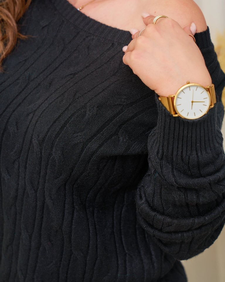 Royalfashion Черный женский клетчатый свитер