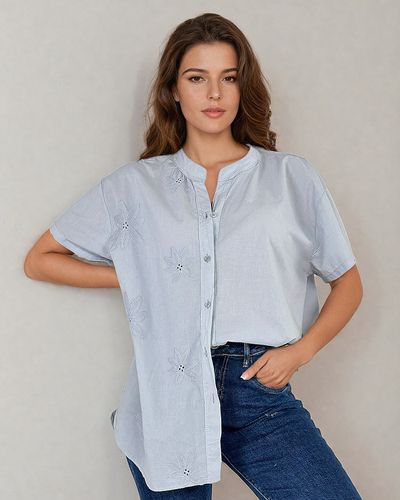 Royalfashion Женская рубашка oversize с вышивкой