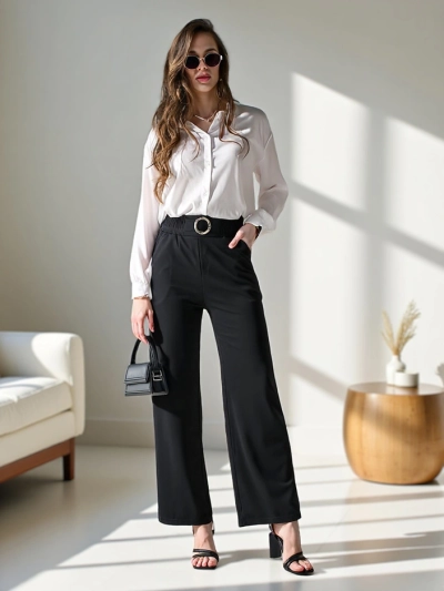 Royalfashion Laiad naiste püksid dekoratiivse pandlaga