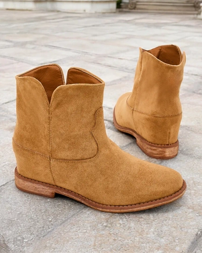 Royalfashion Boots cowboy style on covered wedge Blueston