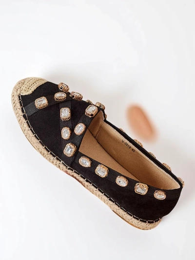 Mustad naiste espadrillid Wamba kristallidega - Jalatsid