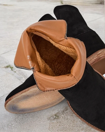 Royalfashion Cowboy-style boots on a covered wedge Blueston
