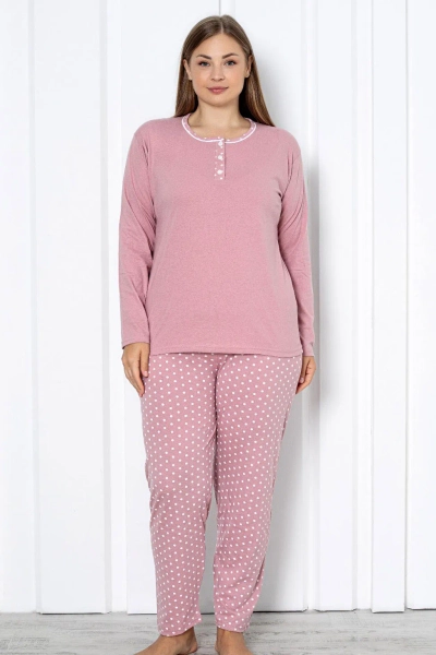 Royalfashion Naiste puuvillane 2-osaline polka täpi pidžaama PLUS SIZE