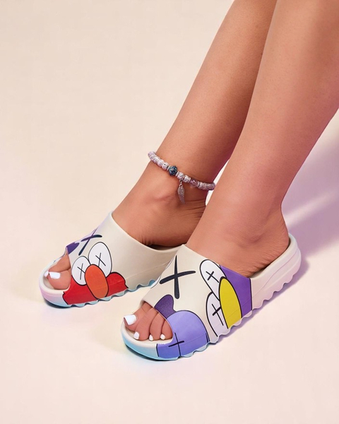 Royalfashion Cream rubber flip-flops for women with print Pfizz