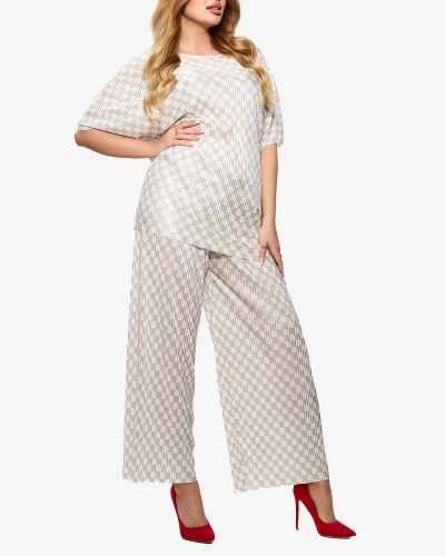 Beež naiste plisseeritud mustriline komplekt - Rõivad