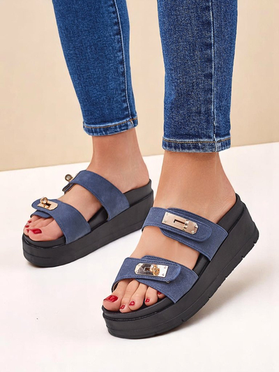 Royal Fashion Women's Dalia Buckle Platform Sandals