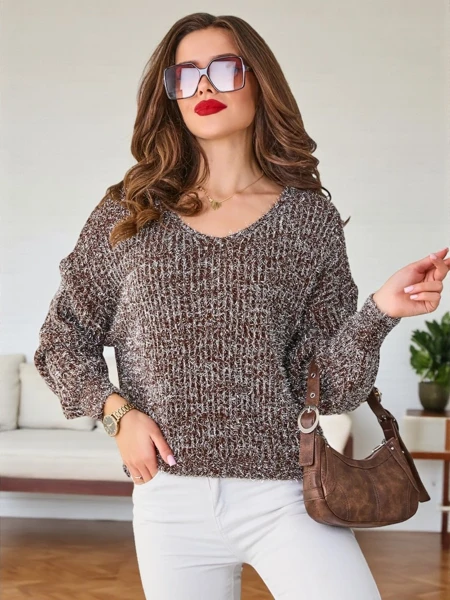 Royalfashion Women's sweater with shiny thread