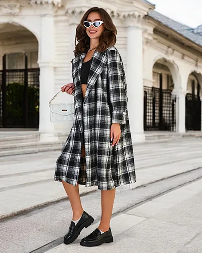 Royalfashion Naiste ruuduline mantel