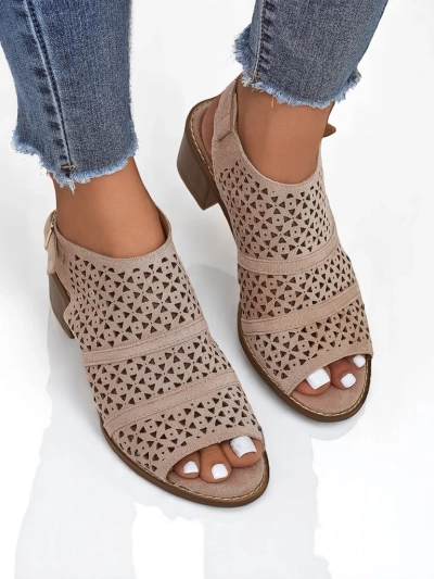 Royalfashion Women's Elira Openwork Low Heel Sandals