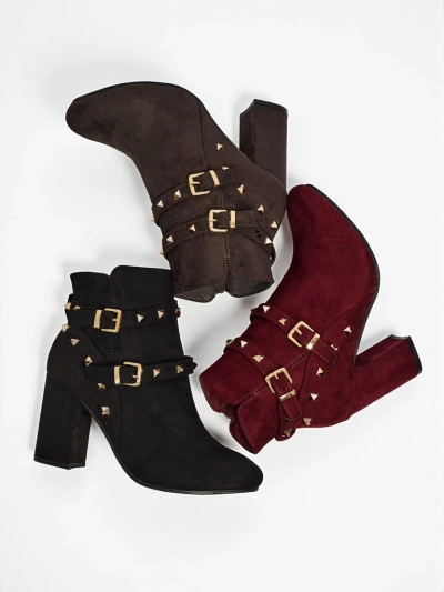 Nova Eleganza Botki na Słupku z Złotymi Elementami