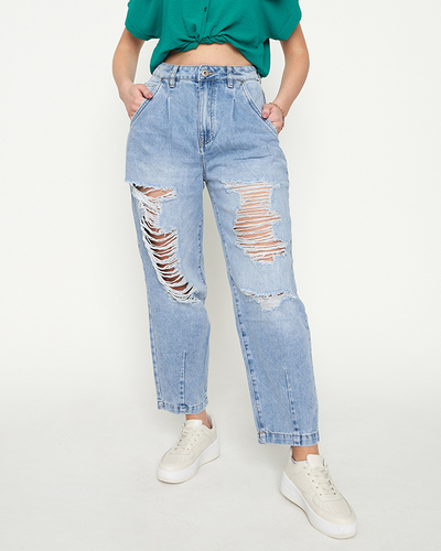 Light blue ripped jeans for women - Clothing