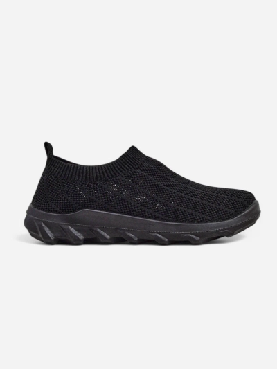 Andromeda Nero Women's Sneakers – black, lightweight textile shoes on a flat sole