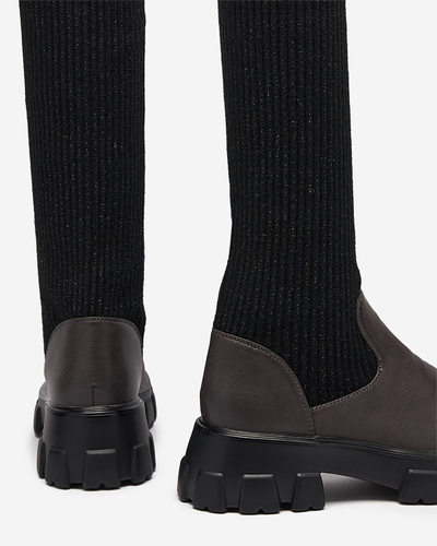 Mustad ja pruunid kõrge libisemisega saapad naistele Alerpi- Jalatsid