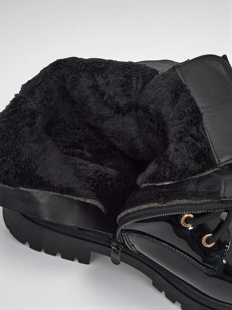 Lace-up ankle boots made of matte and patent eco-leather Alvinea