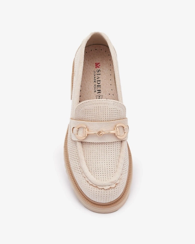 Cream openwork women's moccasins with chain Imerila - Footwear