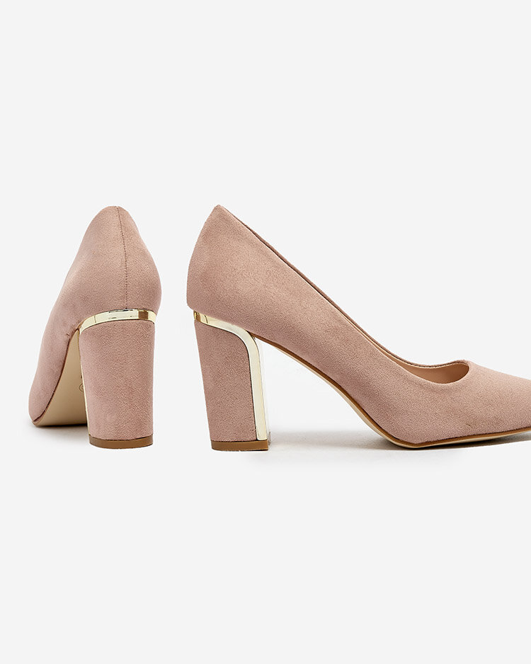 Royalfashion Beige women's eco suede post pumps Afrogosa